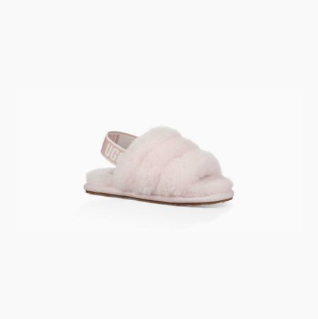 UGG Fluff Yeah Grey Pink Slides for Kids (OXGJ84507)